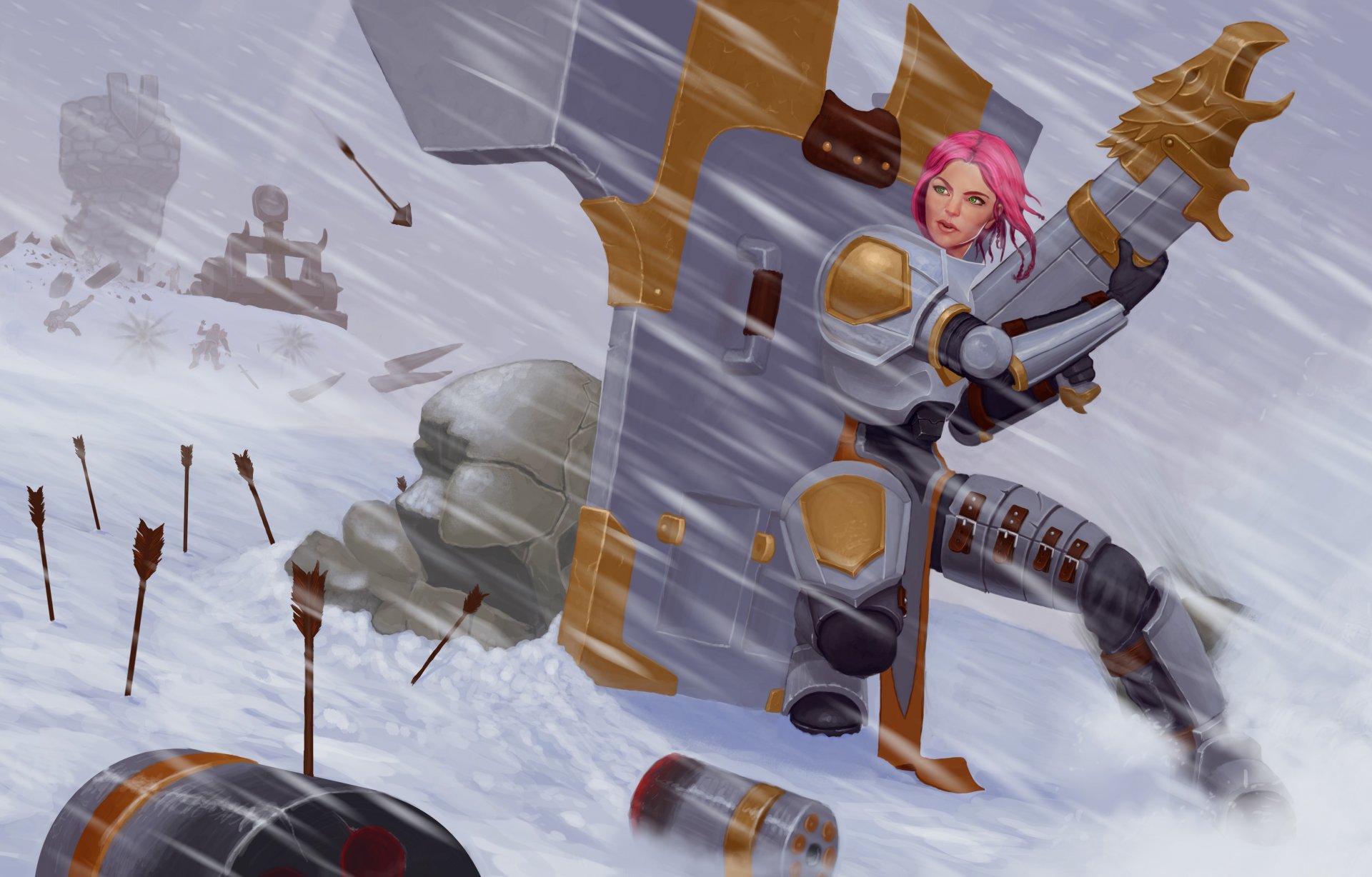 vi lol piltover enforcer krieg winter fan art league of legends