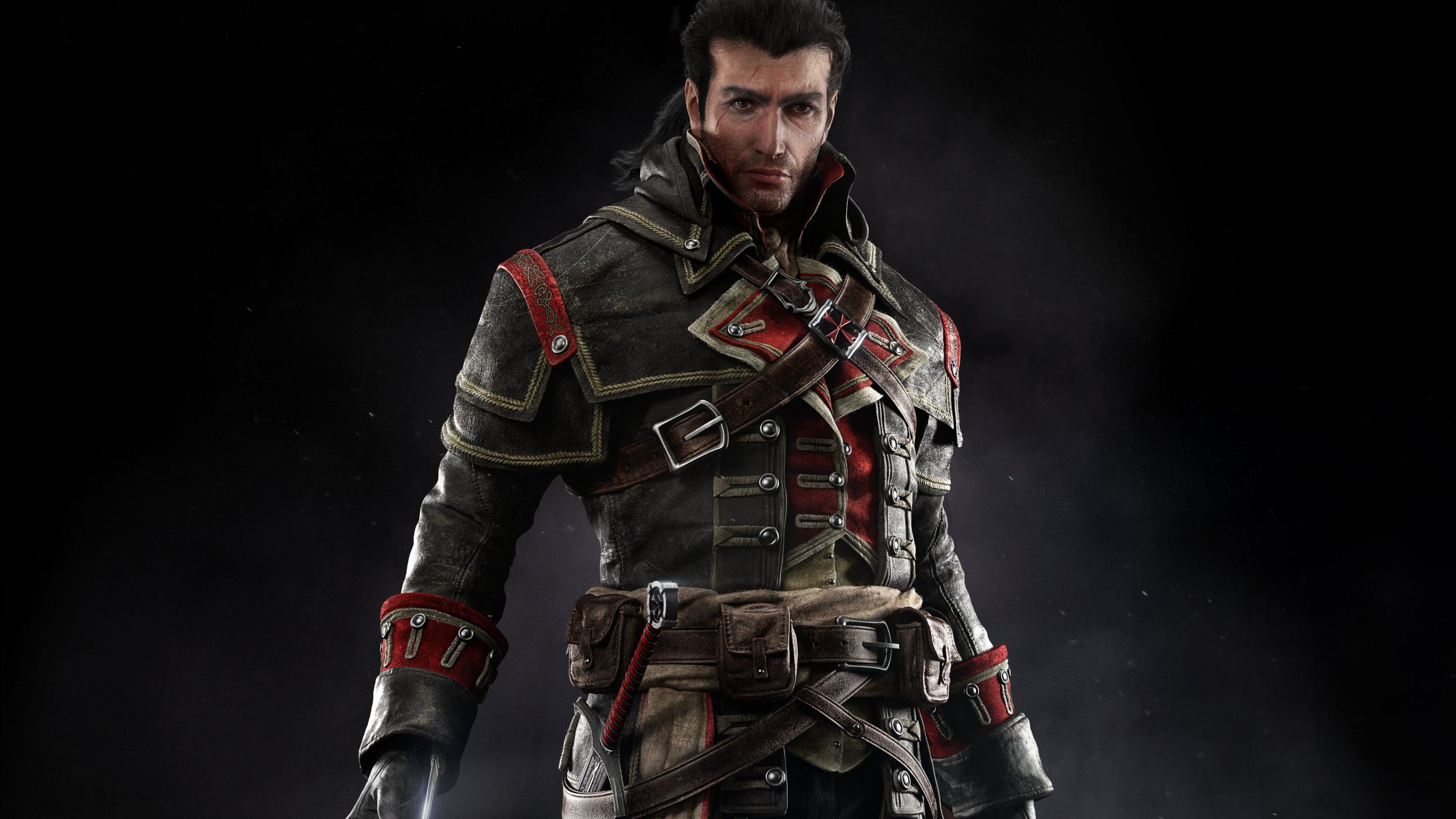 assassins creed: rogue templariusz zabójca shay patrick cormac kostium blizna znak miecz pas wygląd