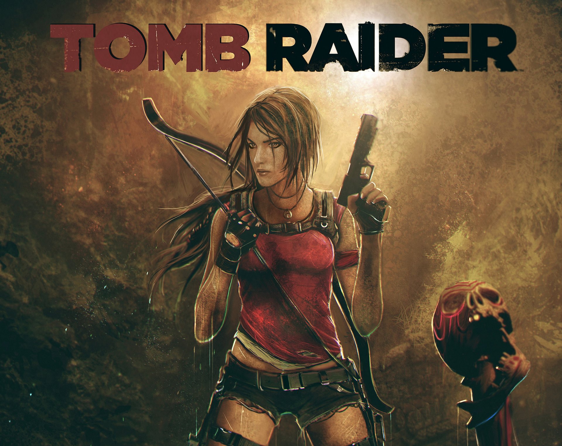 tomb raider skull art reborn game girl lara croft weapon crystal dynamics eidos guns torment square enix