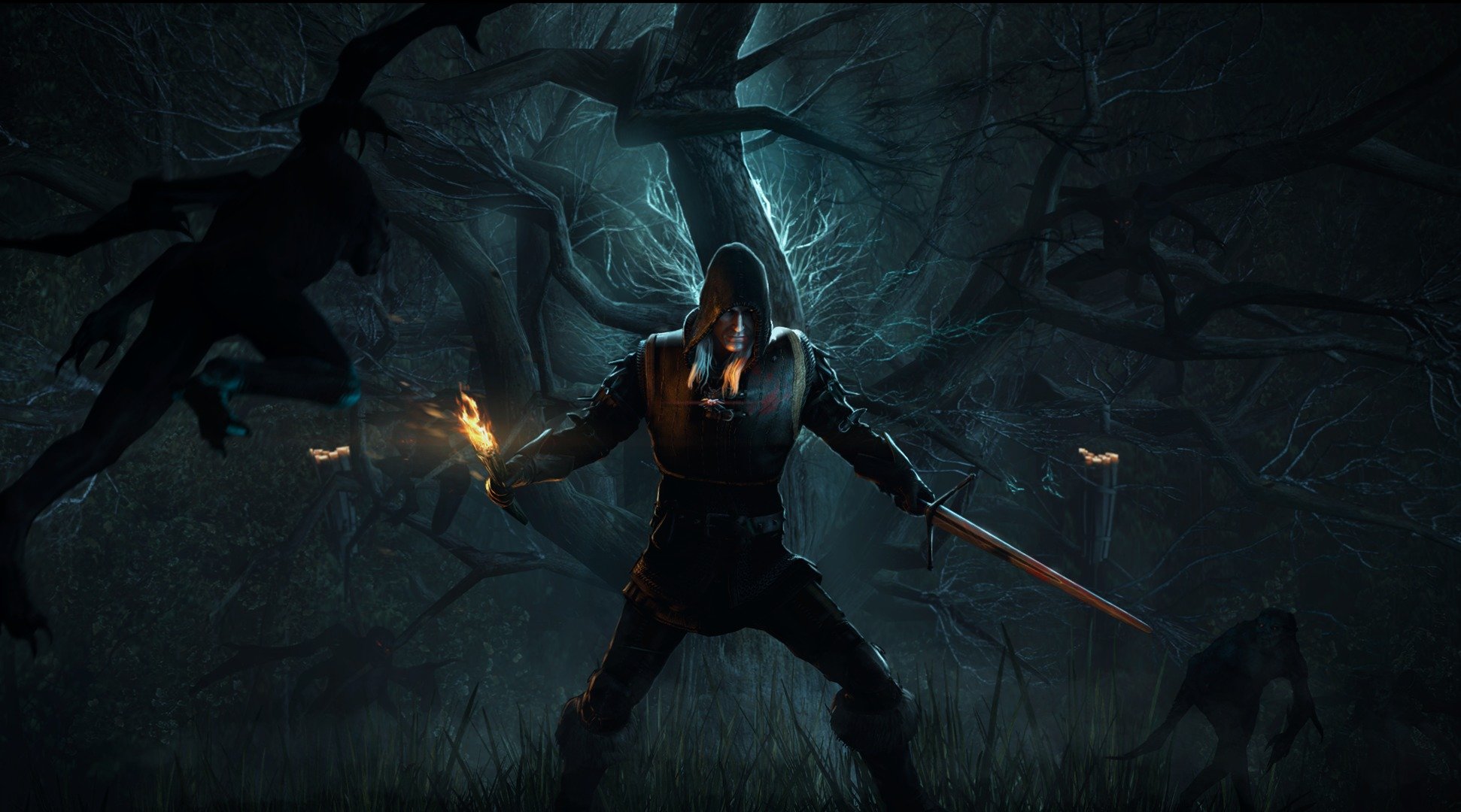 the witcher torch sword night geralt the witcher 3: wild hunt the witcher 3 : wild hunt