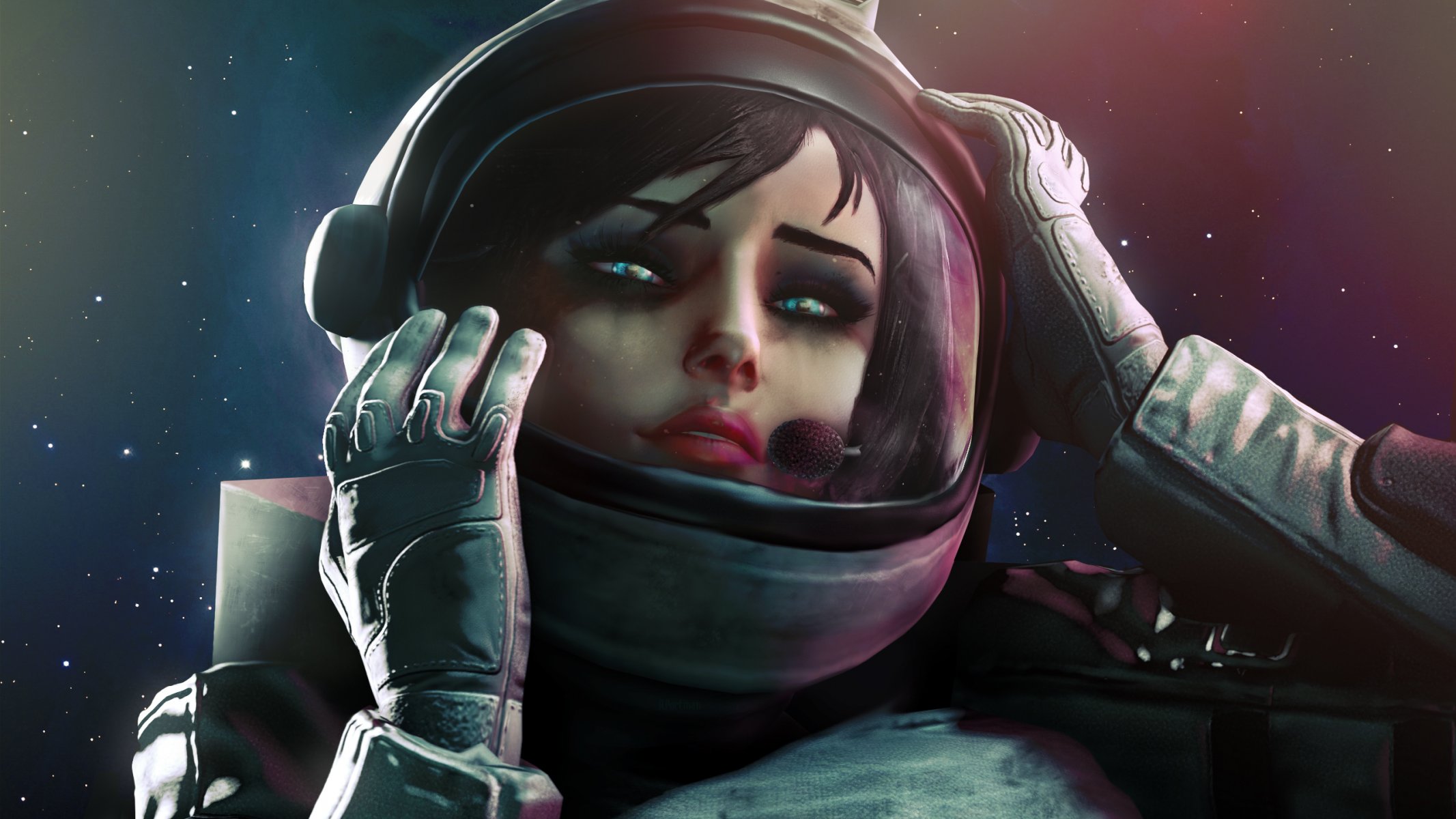 astronaute astronaute fille combinaison spatiale casque visage espace bioshock infinite elizabeth