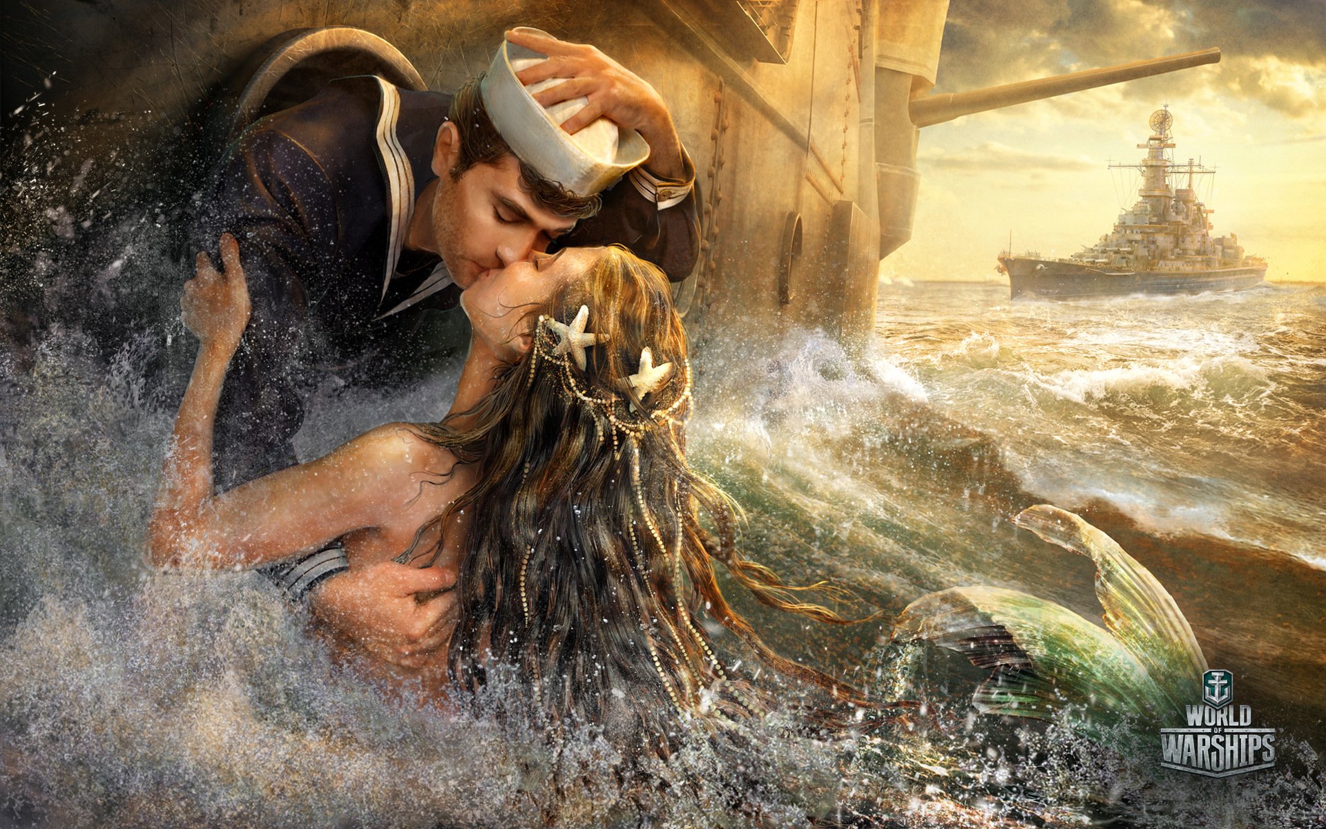 world of warship sea ships sailor mermaid kiss fantasy