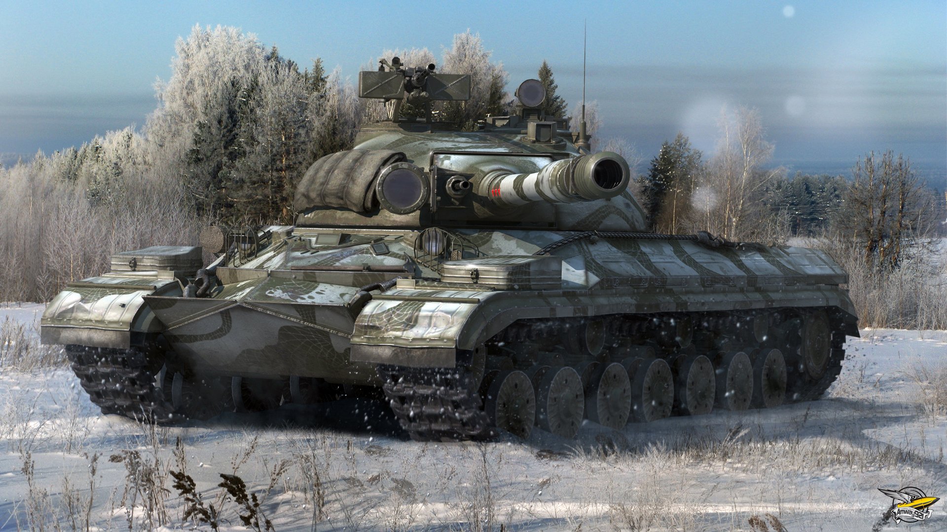 world of tanks soviet tank t-10m soviet union snow winter forest tree