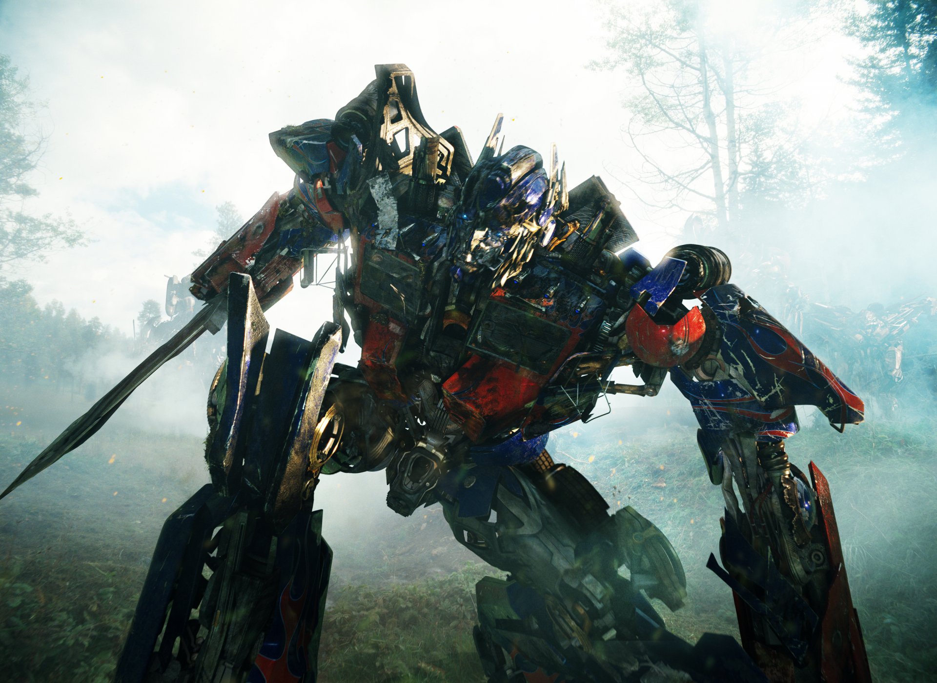 transformers 2 la vendetta dei caduti film optimus prime shia labeouf lotta nella foresta transformers michael bay autobot robot foresta battaglia fantascienza