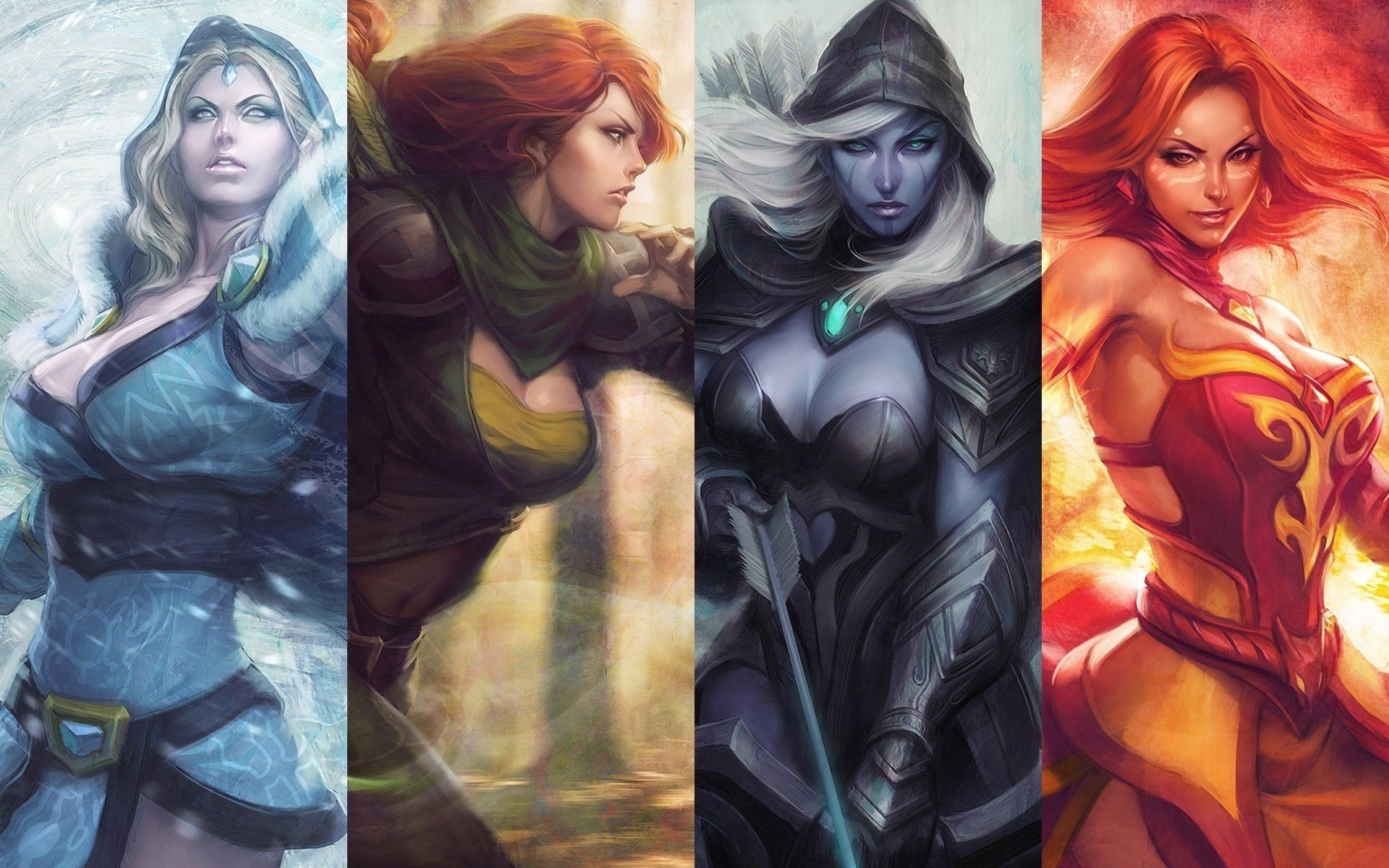 dota 2 dota 2 crystal maiden lina drow ranger windranger ragazze giochi gioco difesa degli antichi