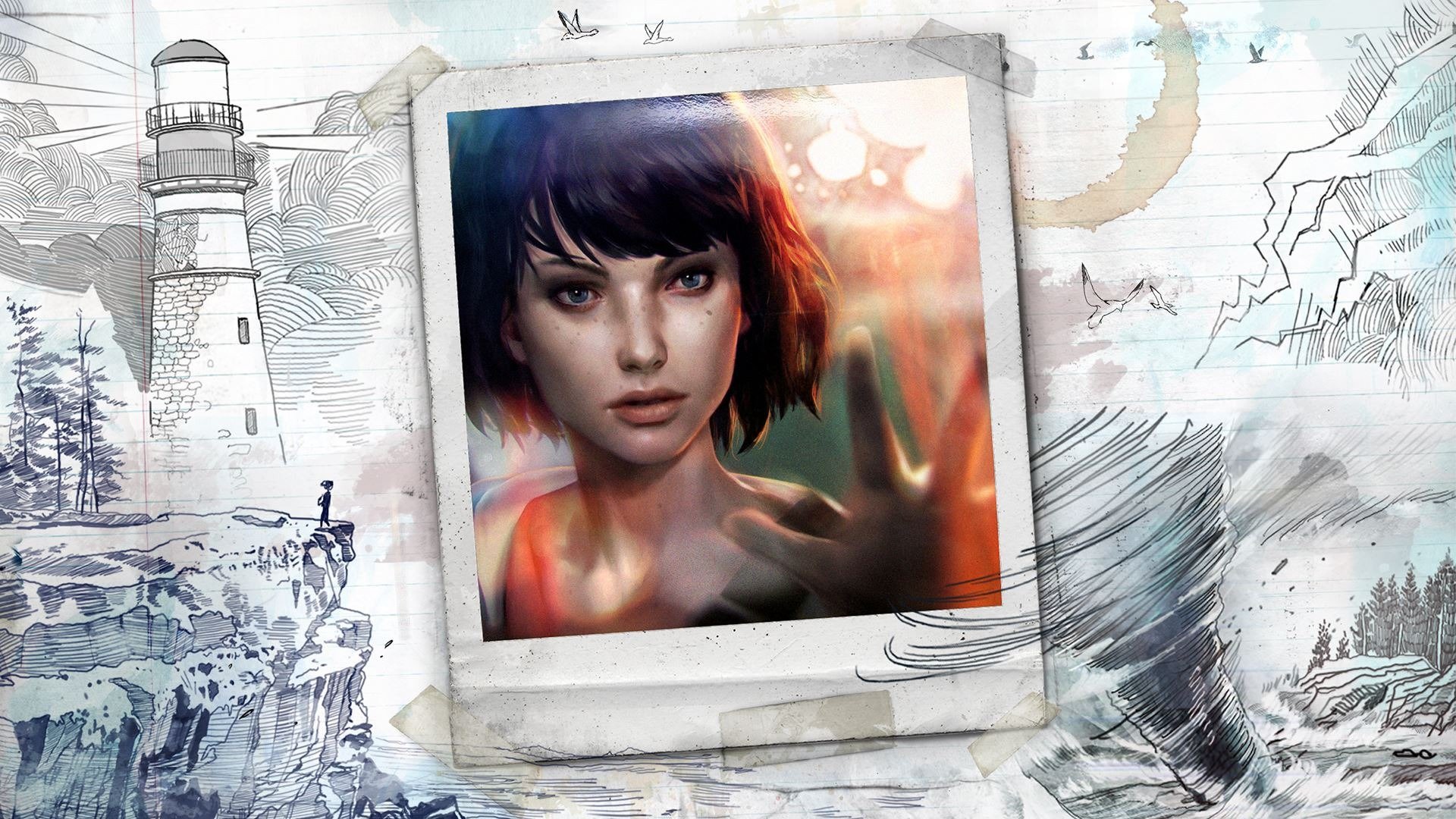 das leben ist seltsam mädchen foto zeichnung maxine caulfield leuchtturm vögel klebeband dontnod square enix