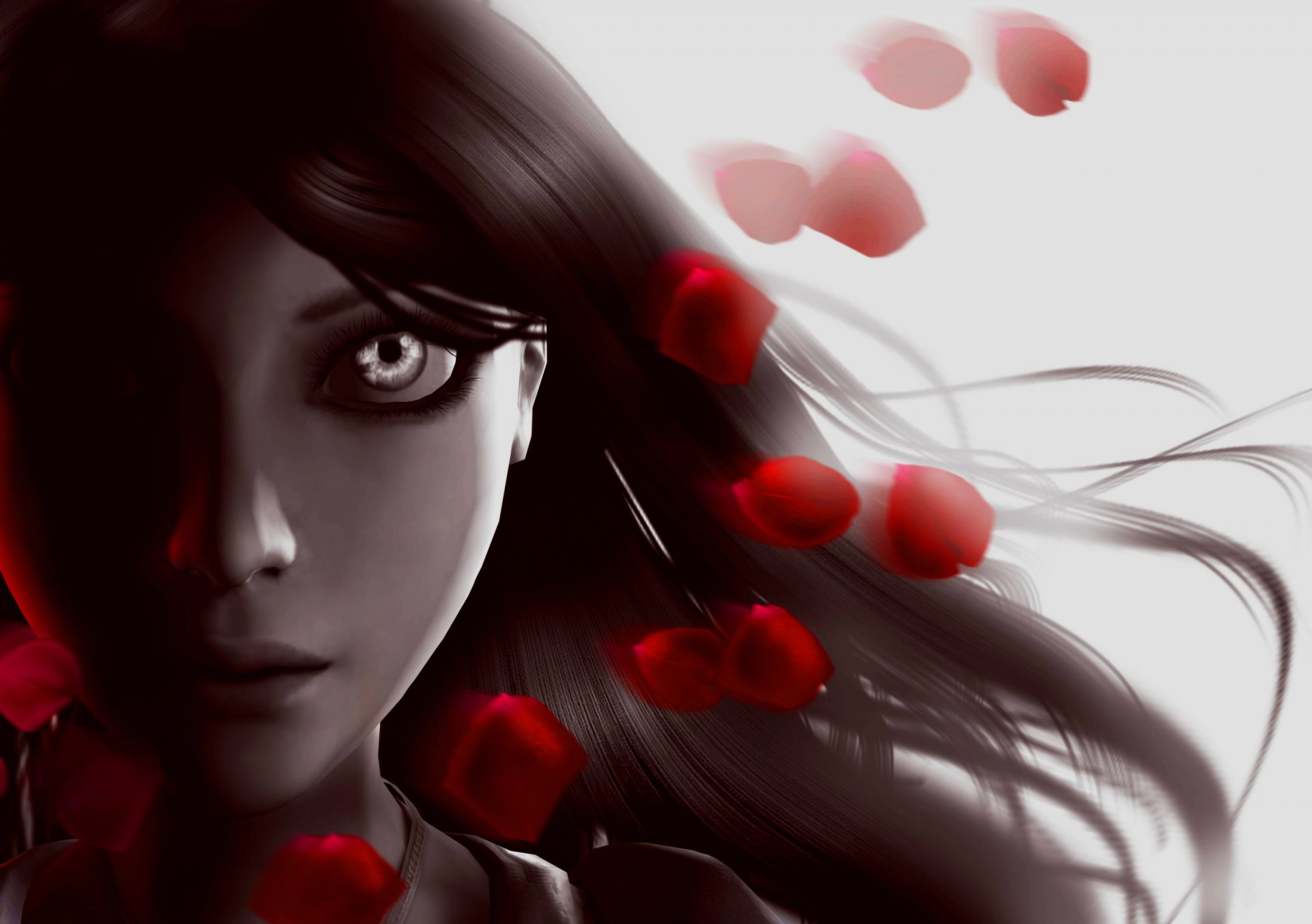 girl face hair petals eye alice: madness returns alice madness return