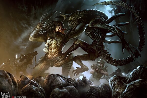 An epic alien vs predator battle