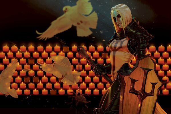 Fan-Kunst im Spiel, Reaper der Kreuzritter unter den Tauben im Halbdunkel