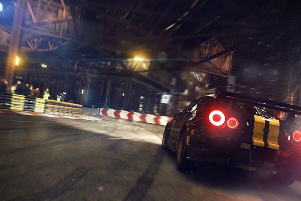 Nissan, gtr, r34 in the drift on the turn race driver grid 2