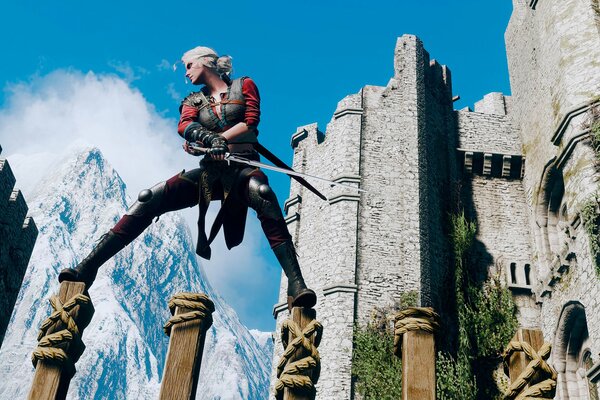 The Witcher 3. Wild hunt. the witcher on the pillars. ciri