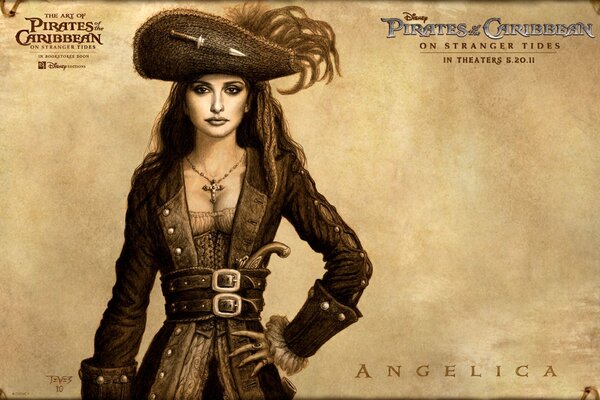 Dessin de Penelope Cruz du film pirates des Caraïbes sur les rives étranges