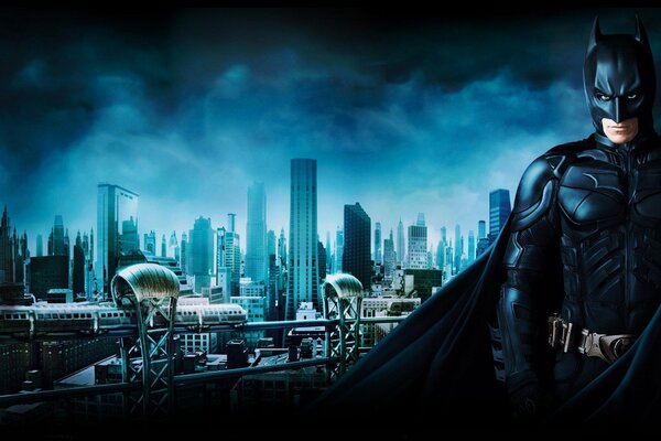 Batman im Hintergrund der Nachtstadt