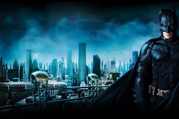 Batman on the background of the night city