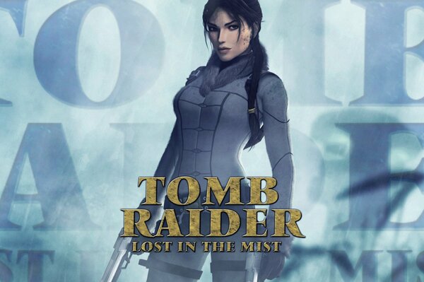 The girl Lara Croft from the tomb raider game with a gun