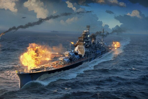 Warship shoots wargaming