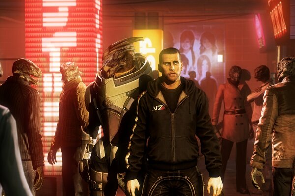 Arte fantastica con personaggi di mass effect