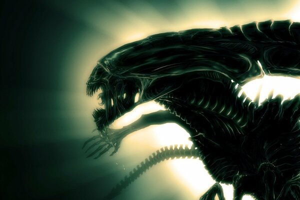 Monstre dans la lumière du film Alien