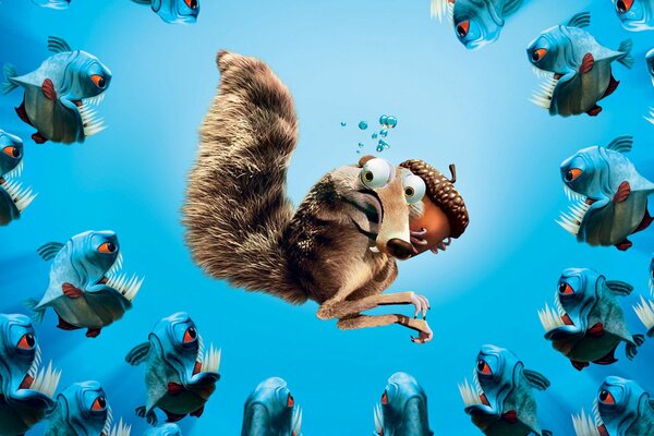 Ice age, a squirrel is robbed of a nut