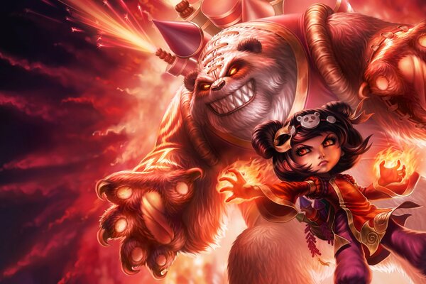 Annie von League of Legends auf Panda Hintergrund