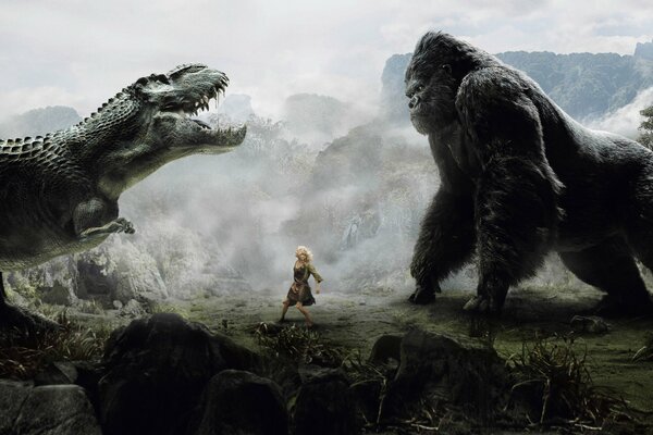 Gigante King Kong vs dinosauro