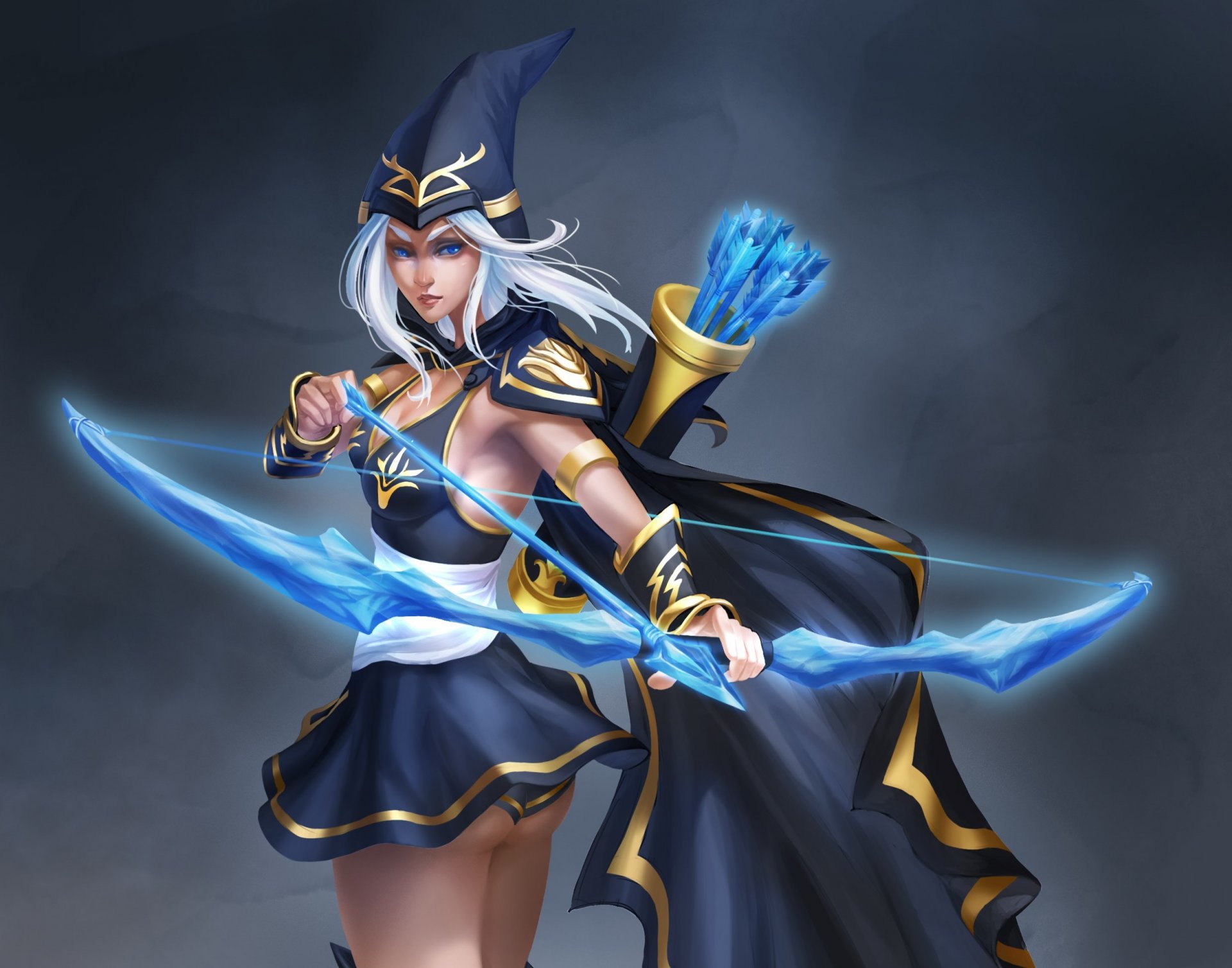 ashe league of legends art girl torment archer background