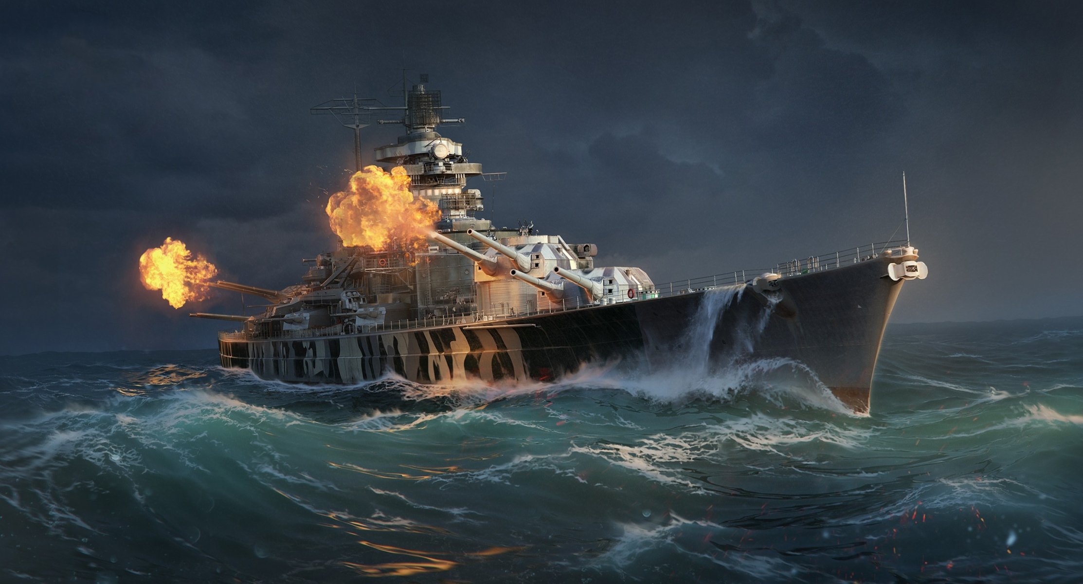 world of warships wargaming net wows ships world wg ship waves water sea shot camouflage volley battleship tirpitz