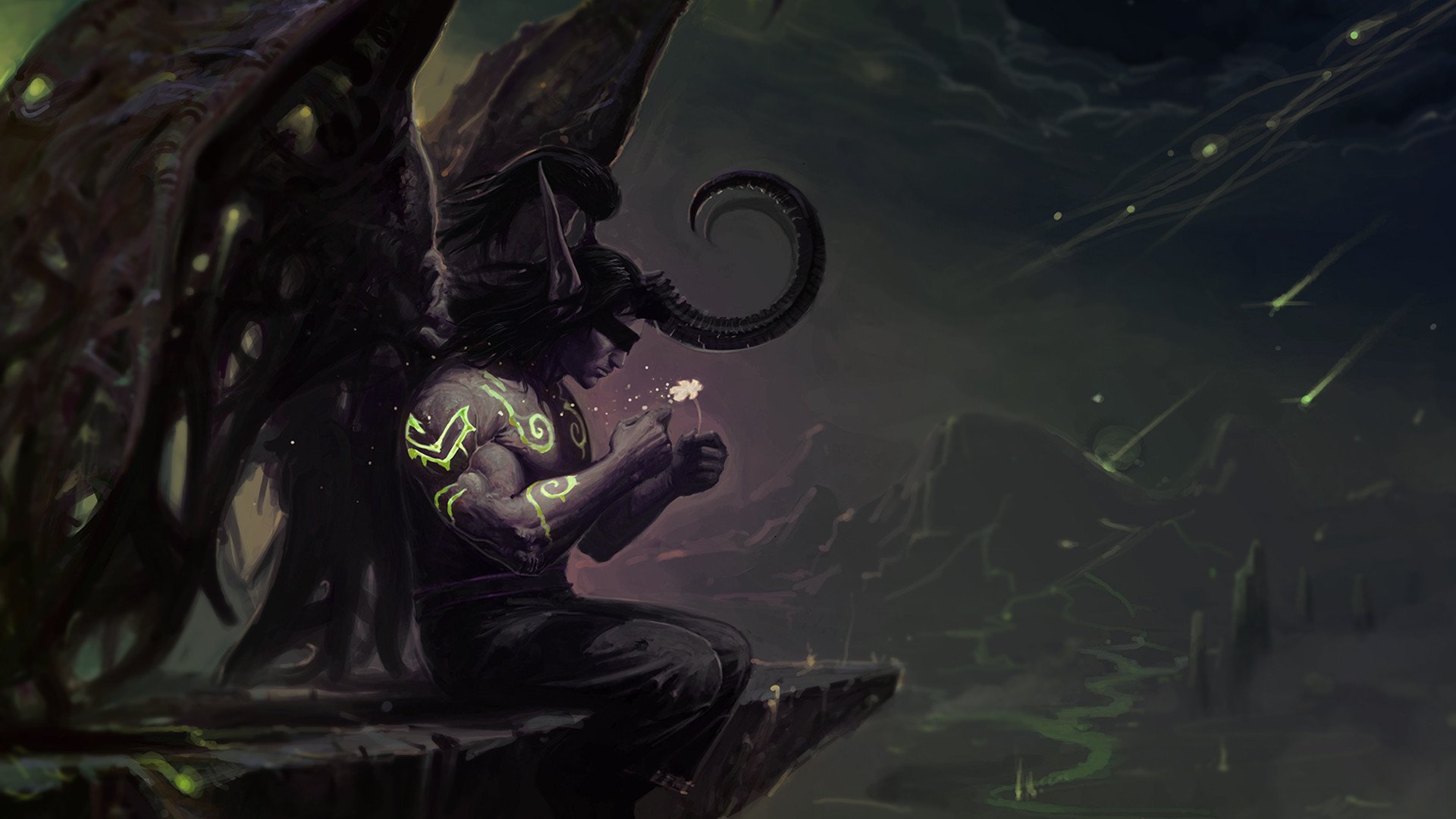 wow mondo di warcraft illidan rabbia della tempesta notte fiore