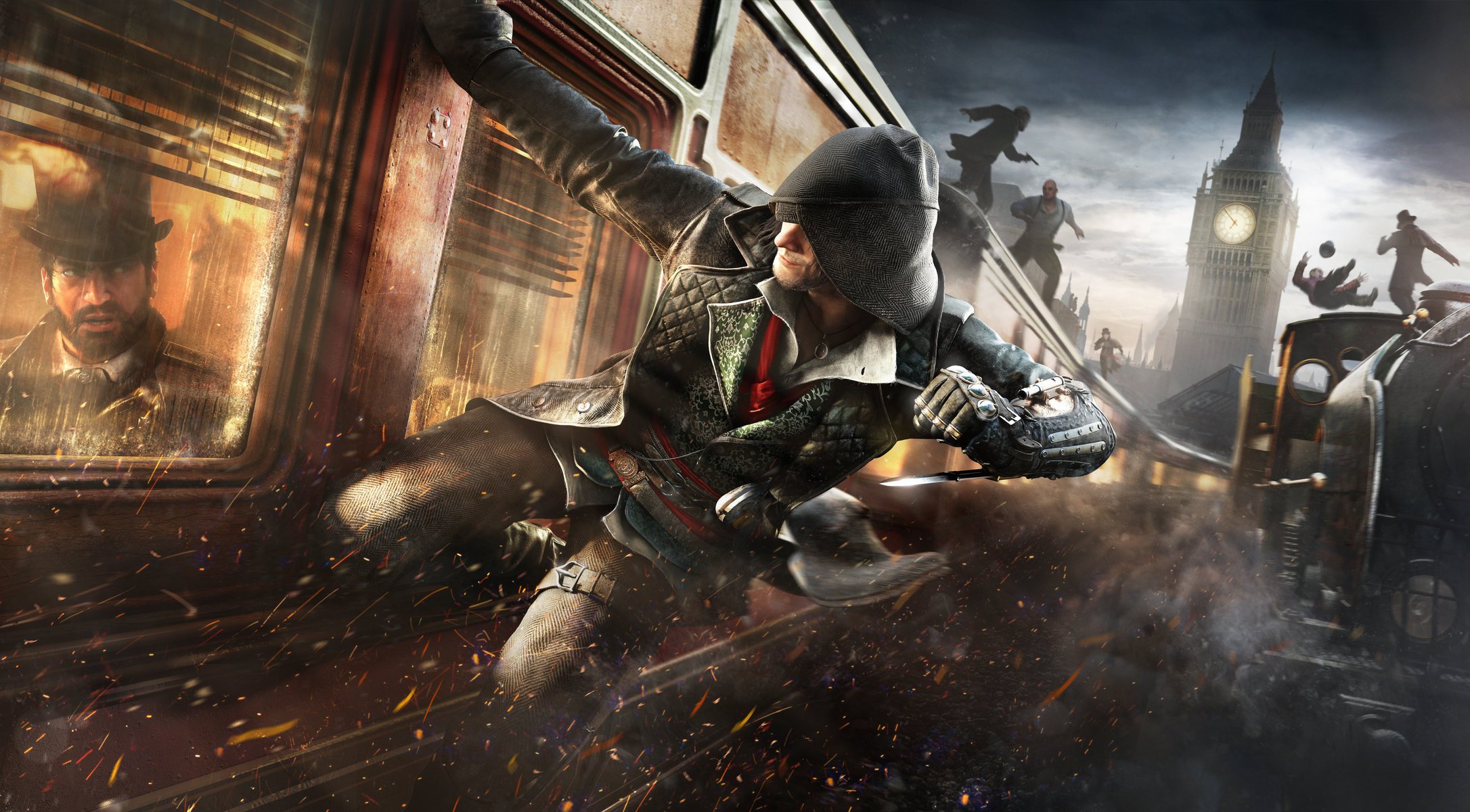 assassin creed: syndicate assassins assassins attaque train vitesse lame capot ciel cape