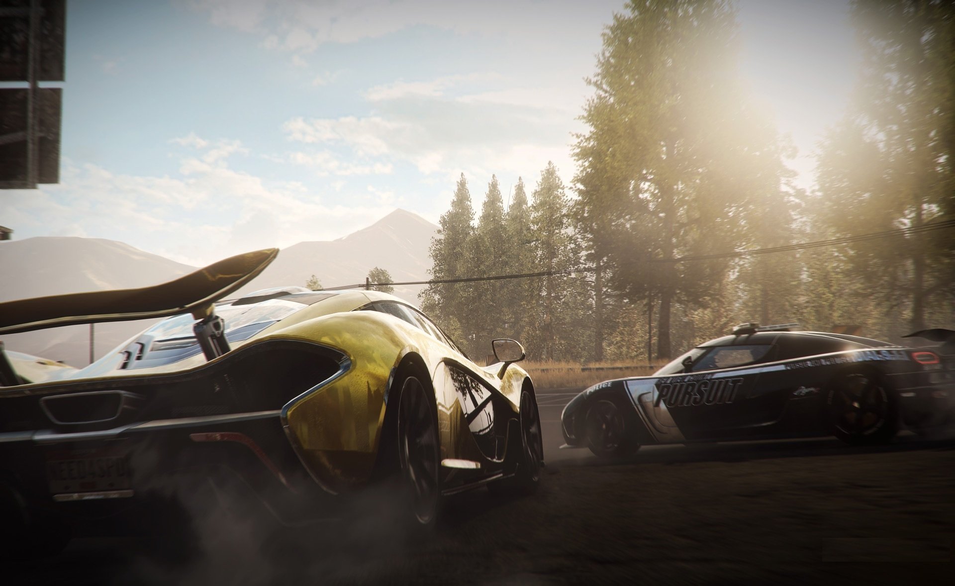 need for speed rivals mclaren p1 koenigsegg supercars course daroga forêt fumée