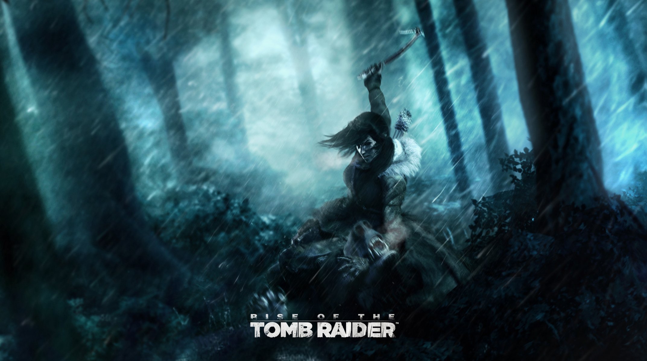 ледоруб медведь возвышение raider tomb лара крофт tomb raider лес дождь кусты деревья