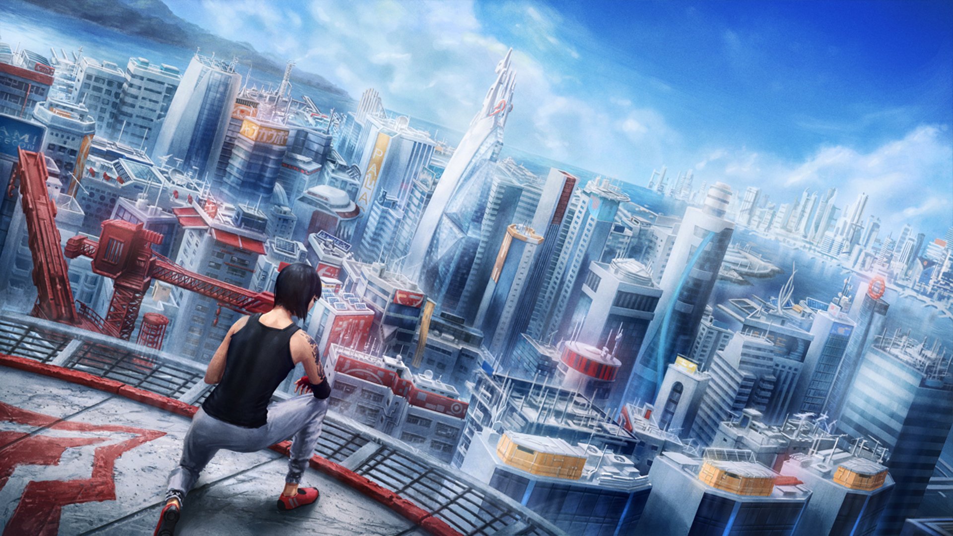 mirror s edge: catalyst electronic arts mirror s edge faith dice girl roof parkour town art