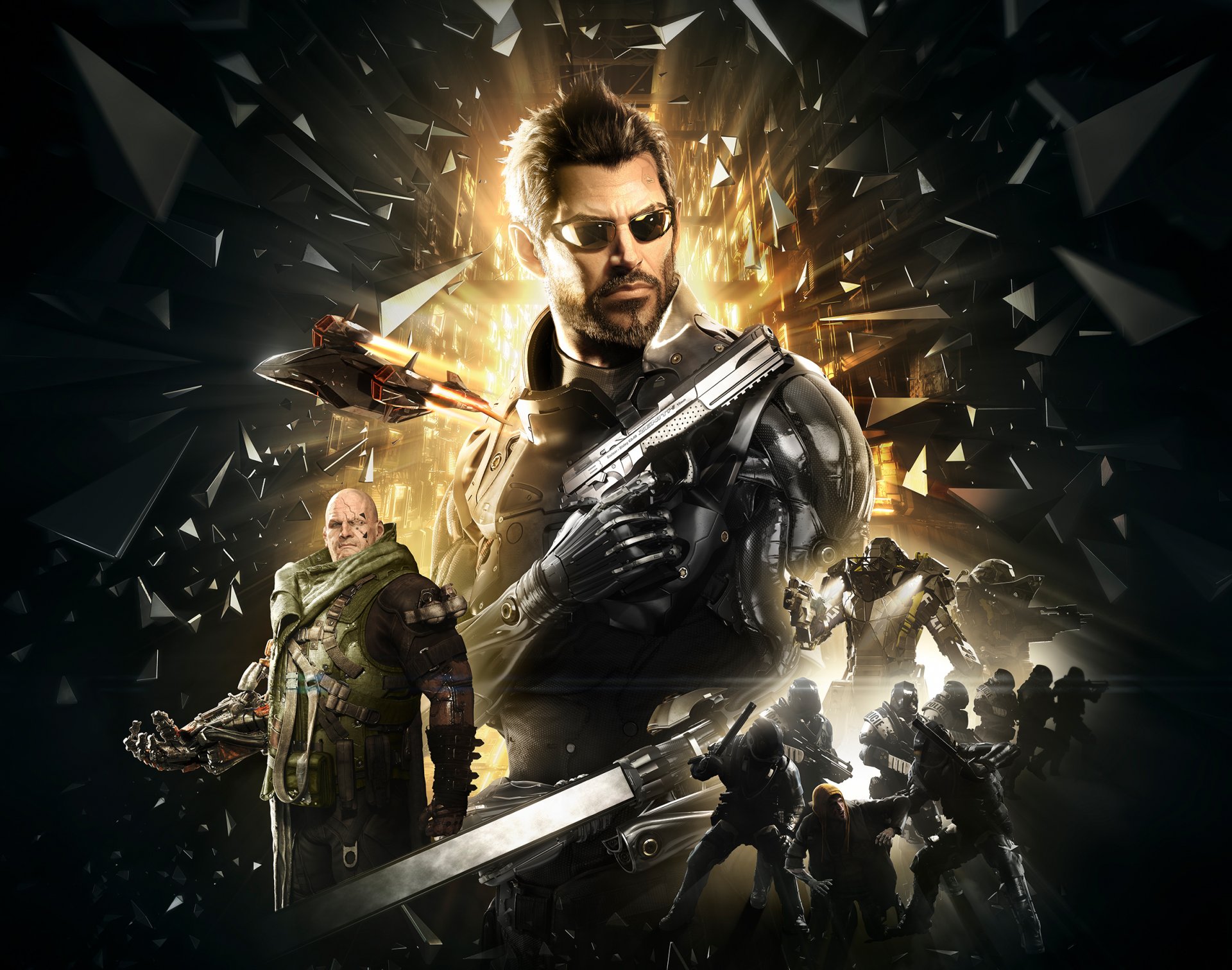 deus ex: ludzkość podzielona adam jensen cyborg broń zbroja odłamki wrogowie eidos-montréal square enix