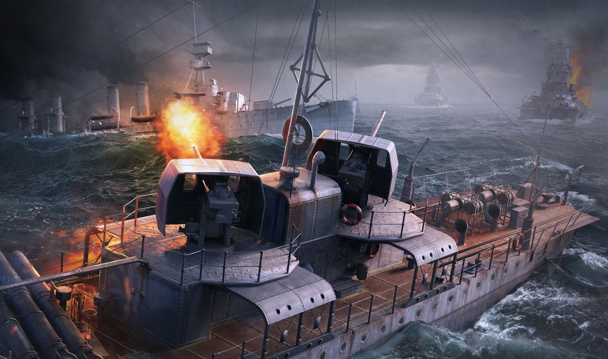 navires de guerre du monde wargaming net frappe navires du monde wp tir flamme feu nuages eau ciel navires navire vagues torpille batailles ijn mucuki mucuki