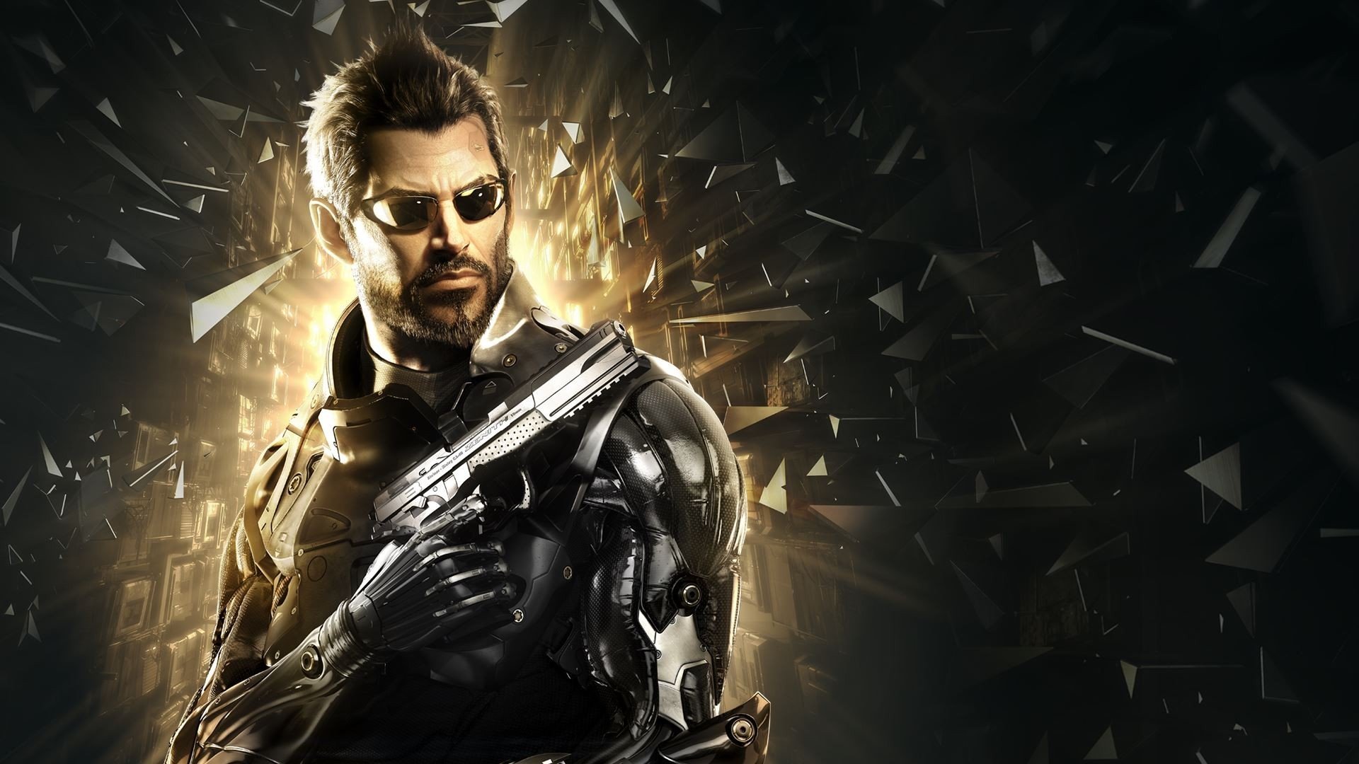 deus ex: l humanité divisée adam jensen cyborg armes deus ex cyberpunk lunettes barbe équipement éclats