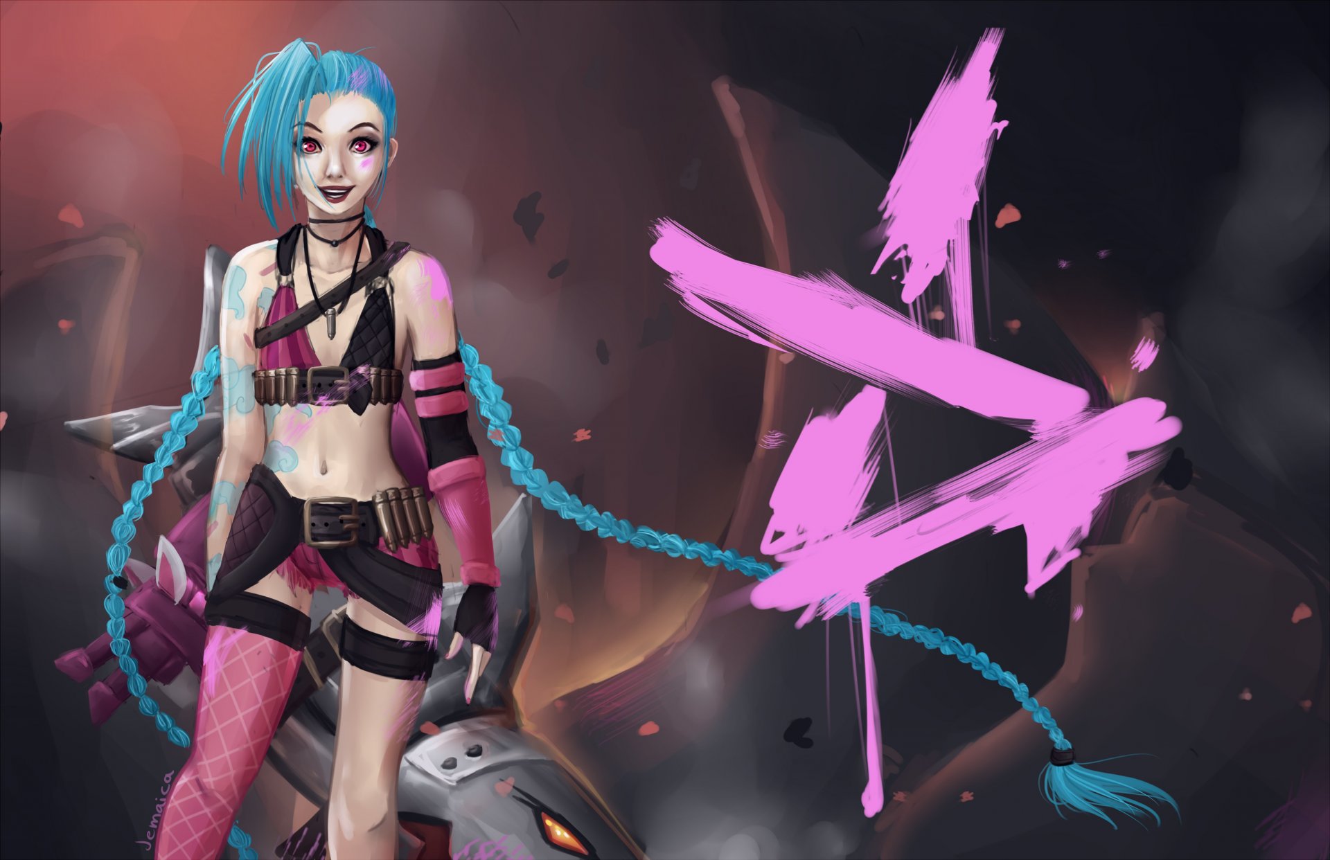 liga de leyendas jinx chica arte