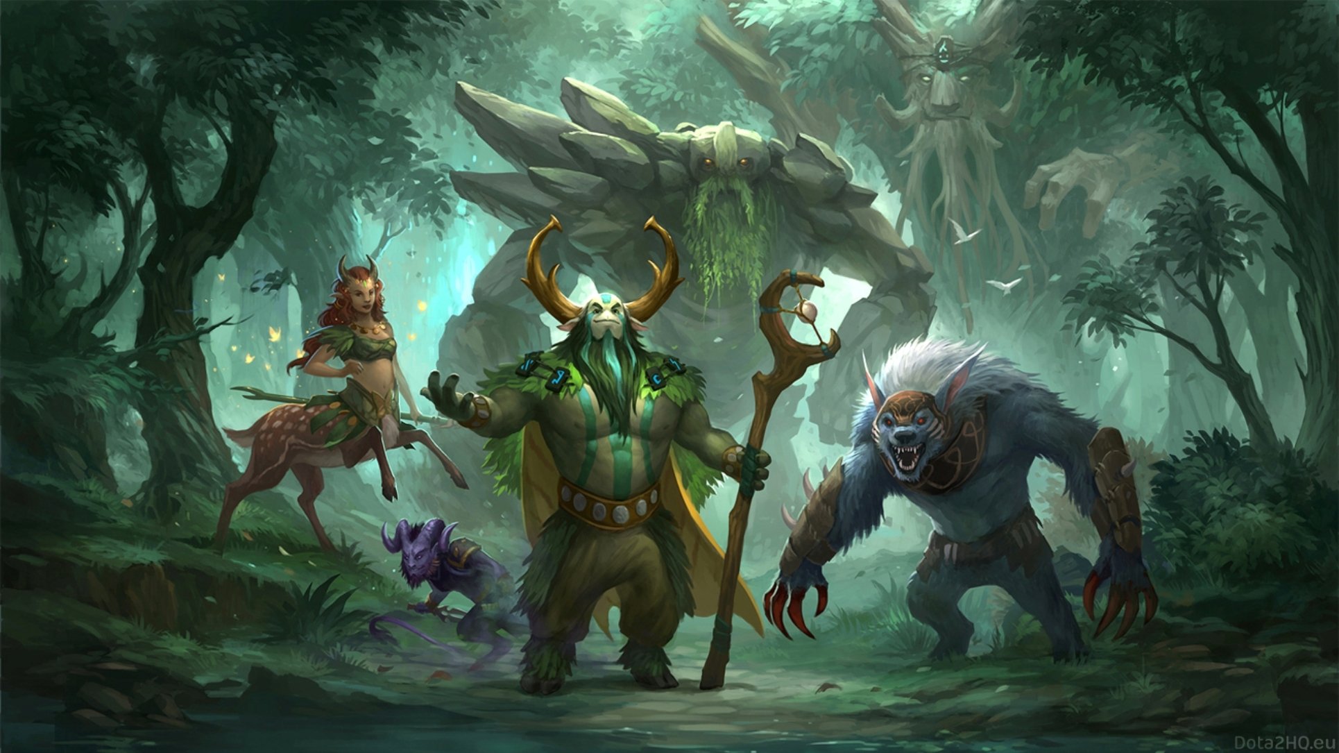 dota 2 leggero profeta della natura ricky ursa incantatrice antico protettore piccolo foresta sandara arte