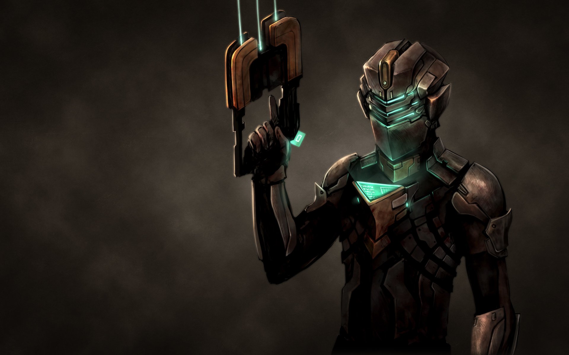 dead space suit dark background weapon