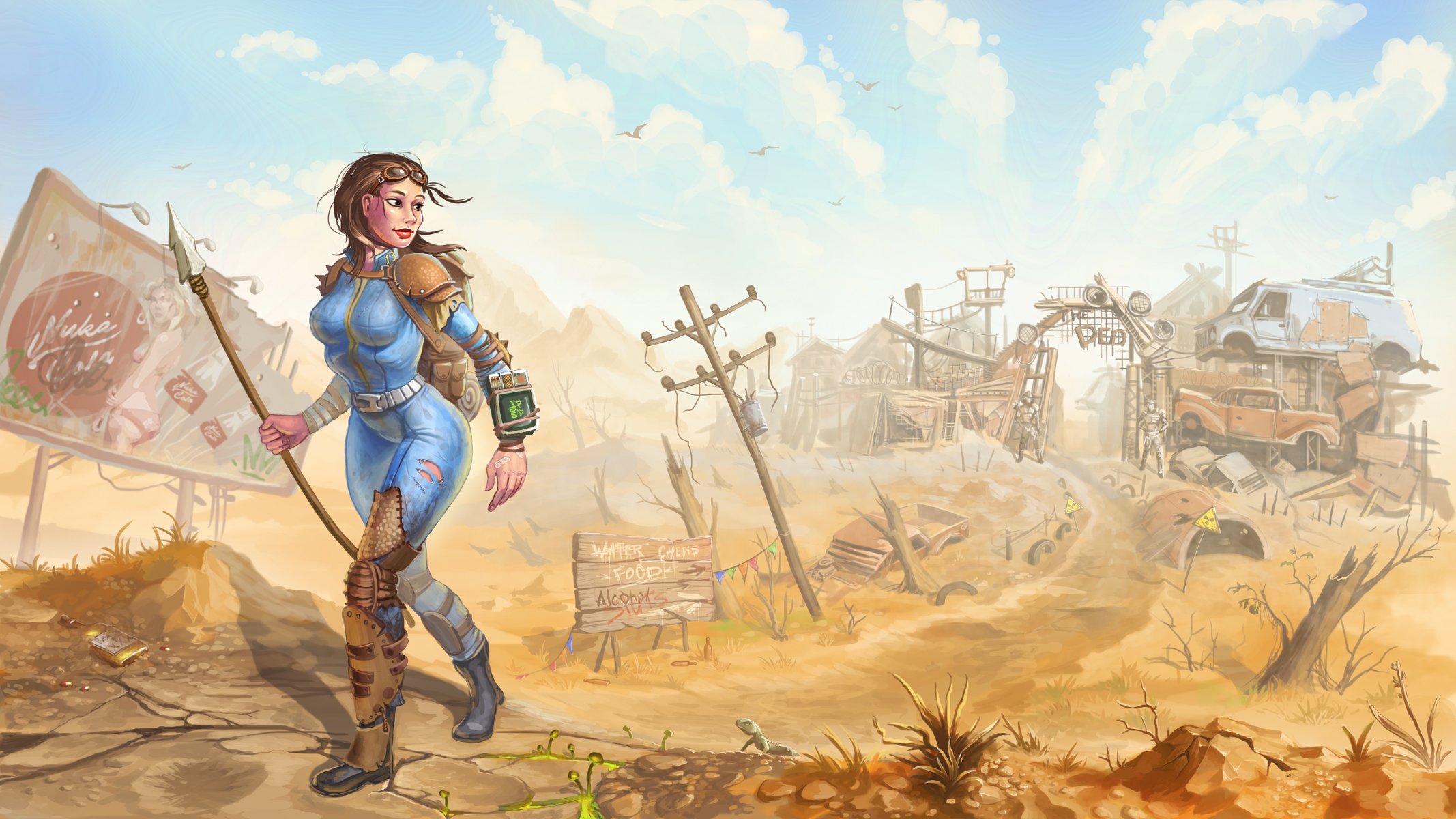 post-apocalypse fallout friche fille art décharge