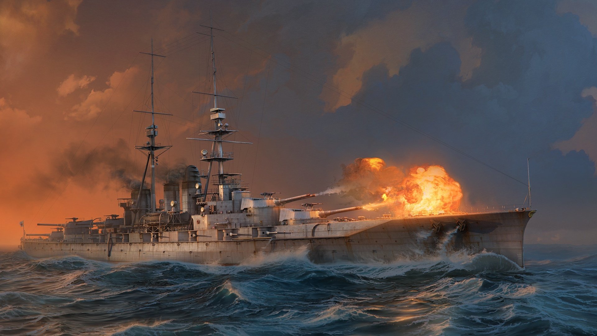 world of warships wargaming net wows ships world wg ship waves water sea shot smoke volley battleship ishizuchi