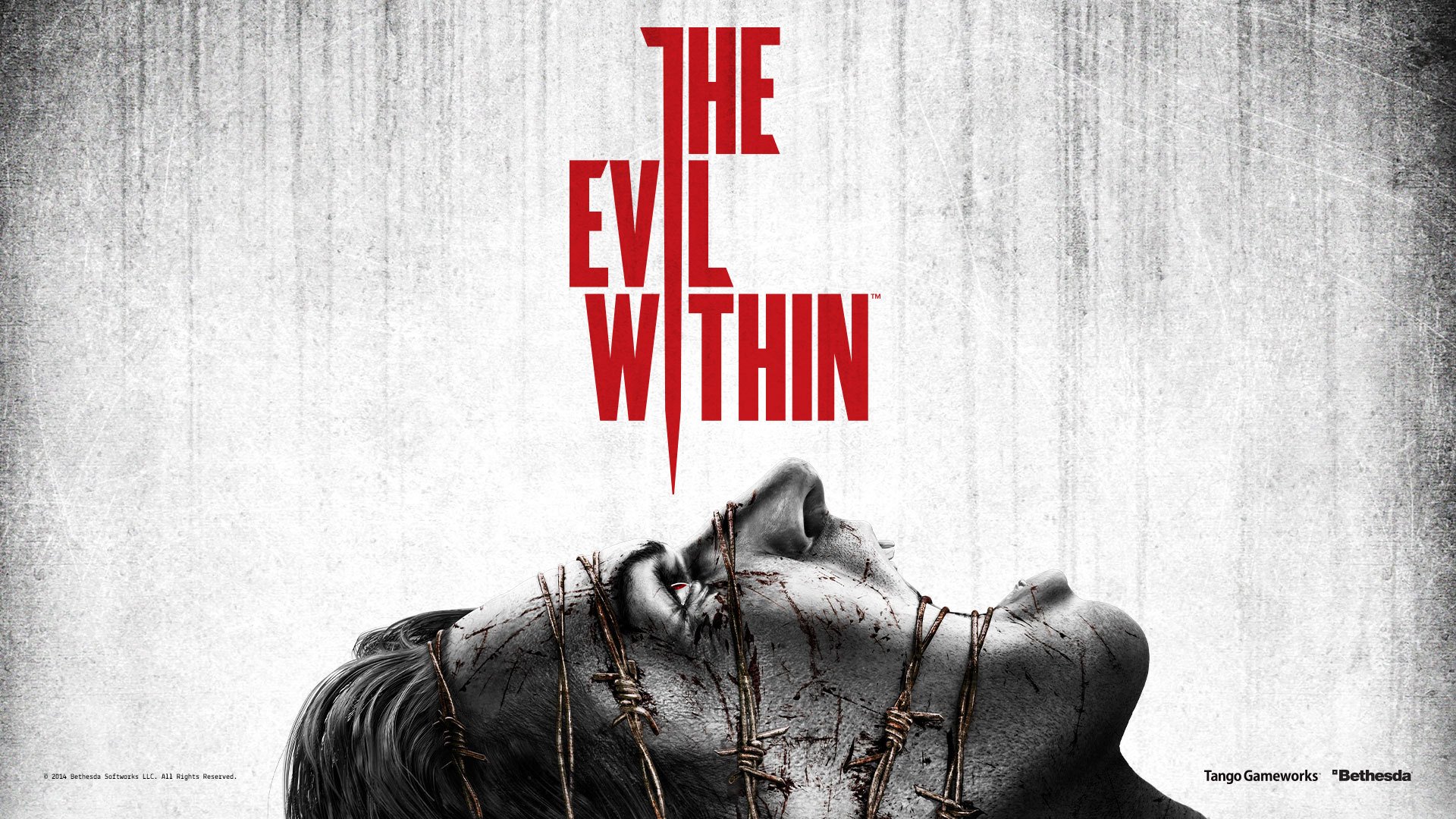 the evil within mężczyzna krzyk ból drut kolczasty blizny włosy logo logo tango bethesda softwork