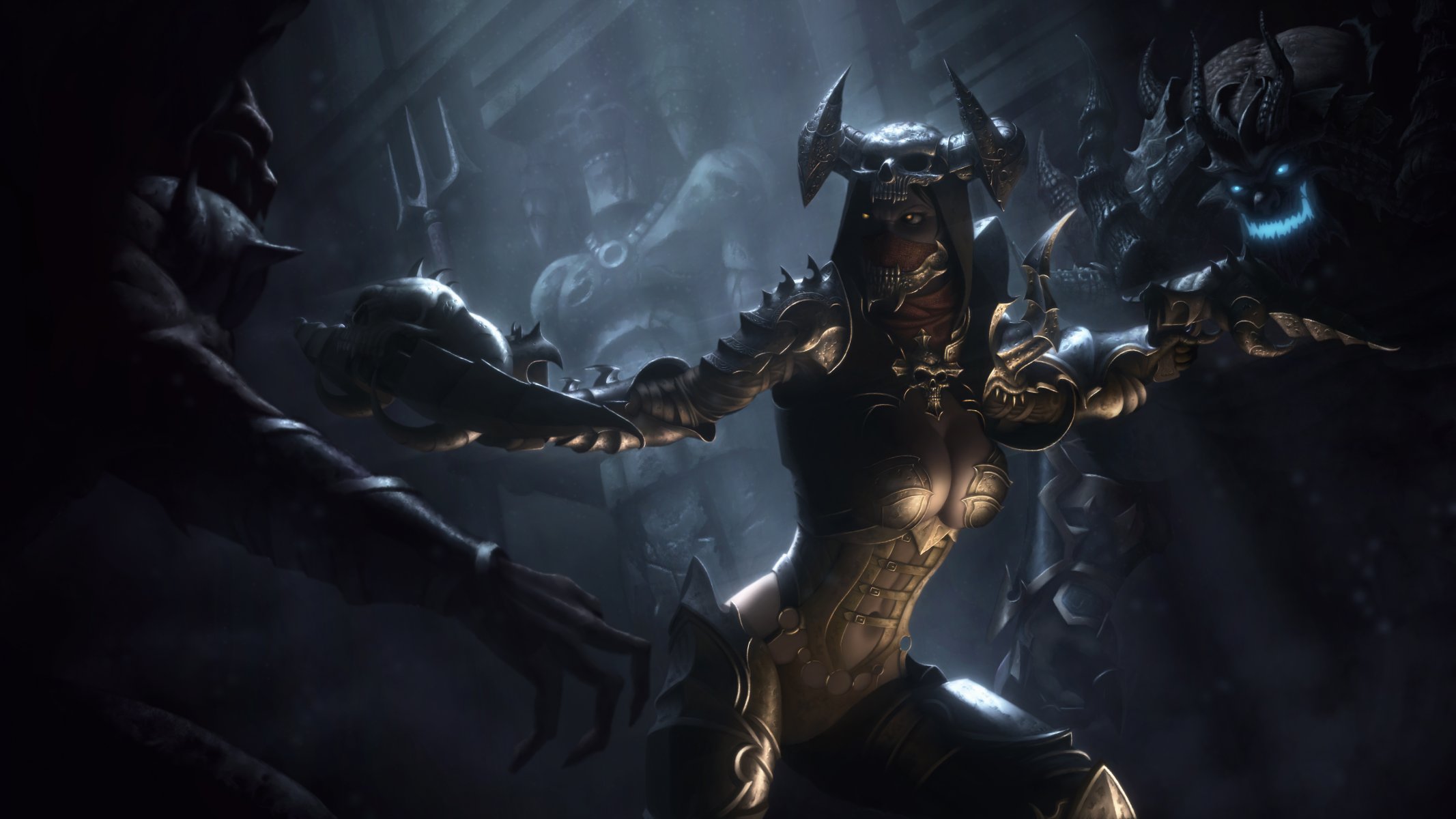 diablo iii segador de almas cazador de demonios chica armas muertos vivientes