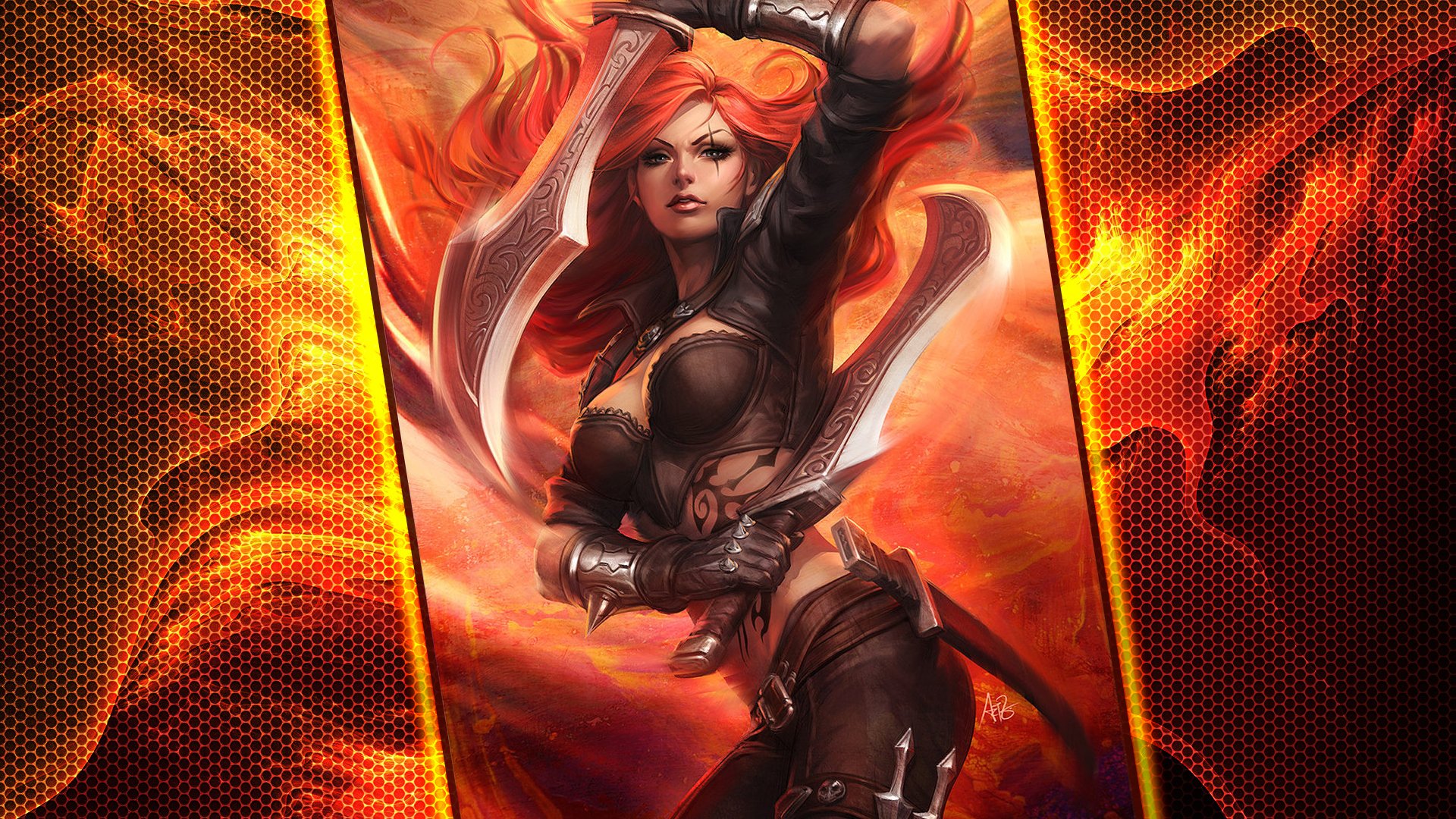 ligue des légendes lol katarina fille lames pose tatouage