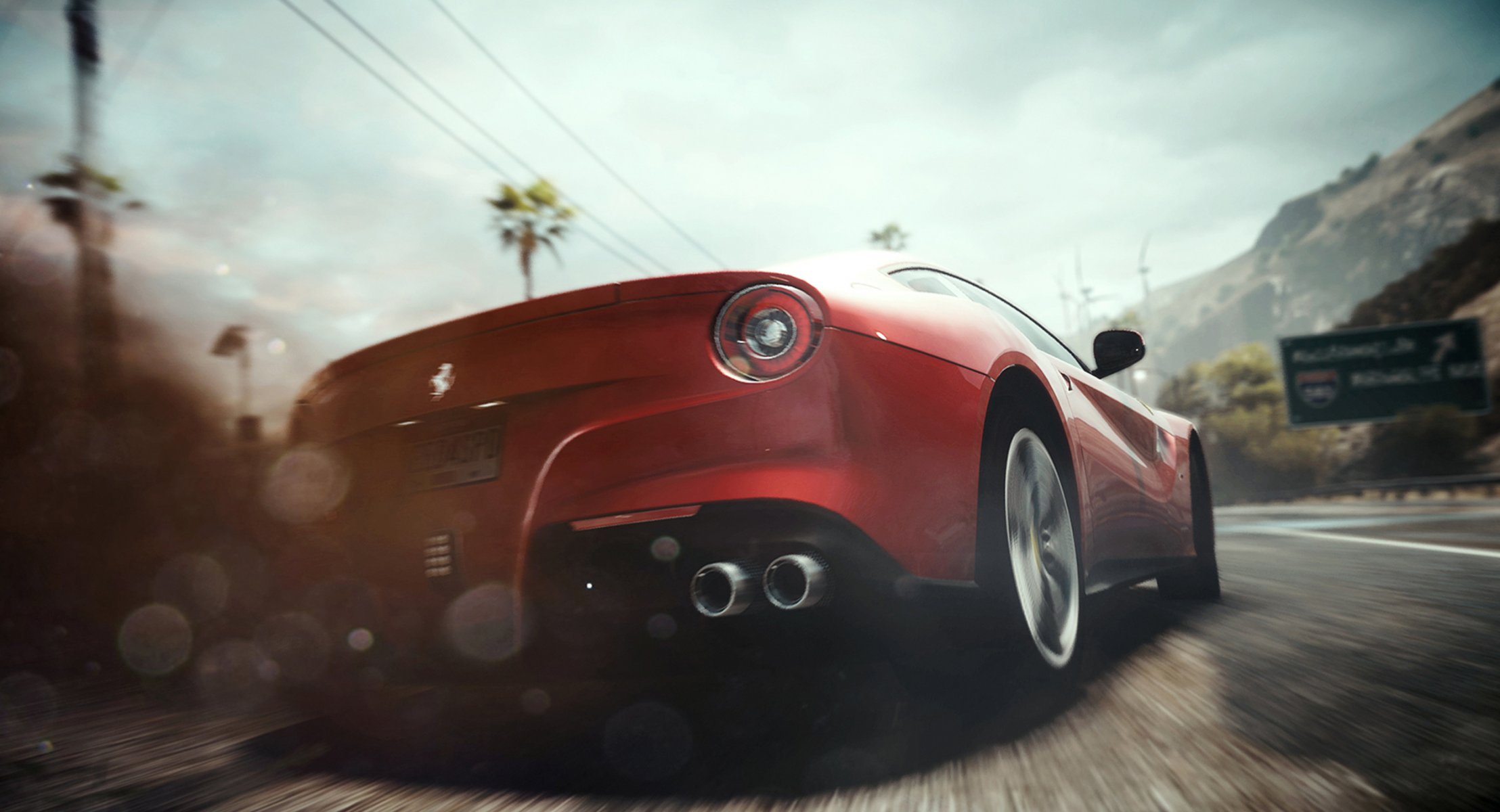 need for speed rivals ferrari voiture course poussière dérapage lumières butin