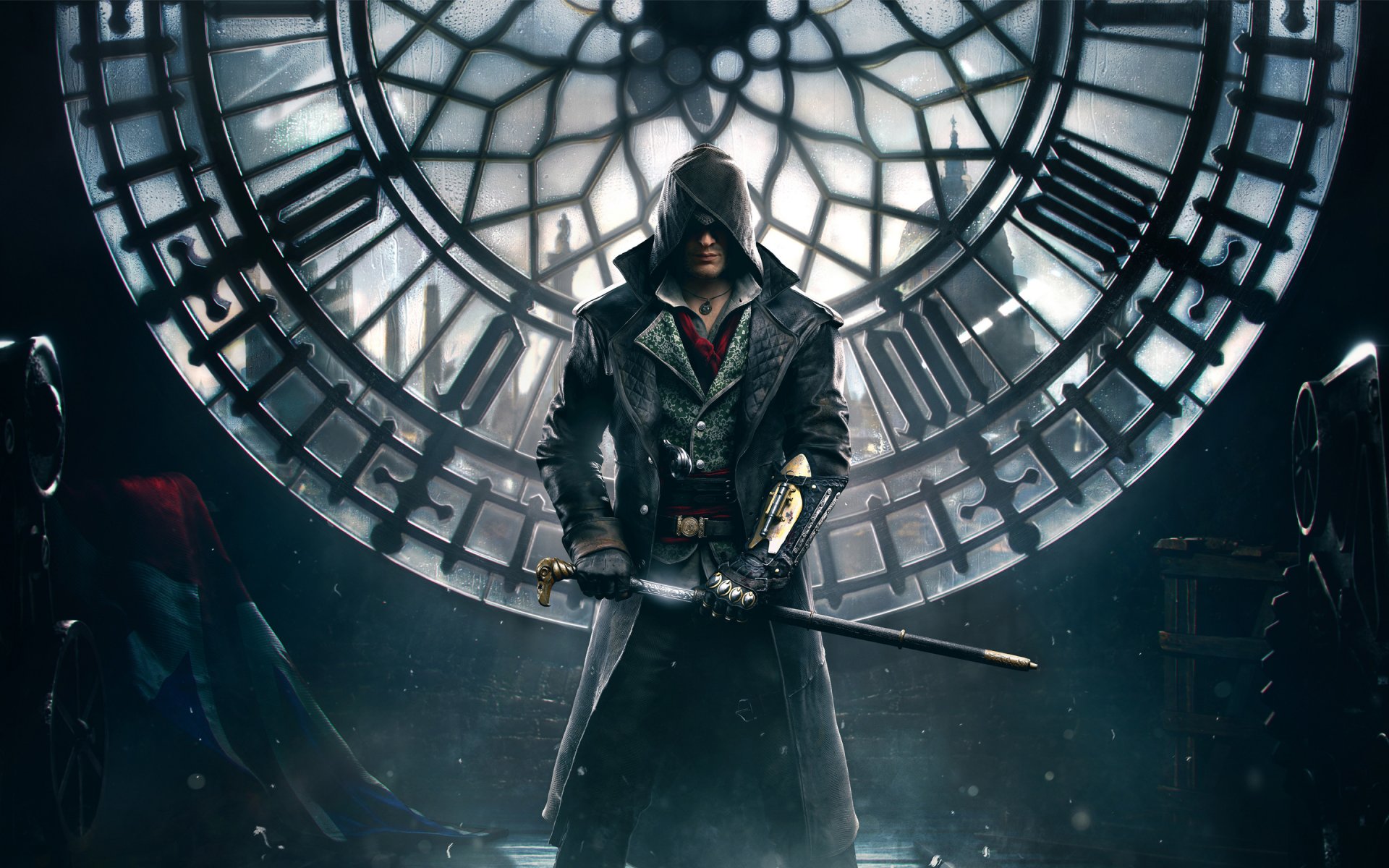 assassin creed: syndicate assassin creed syndicat londres jacob fry jacob fry personnage assassin canne arme lame cape capot tour horloge