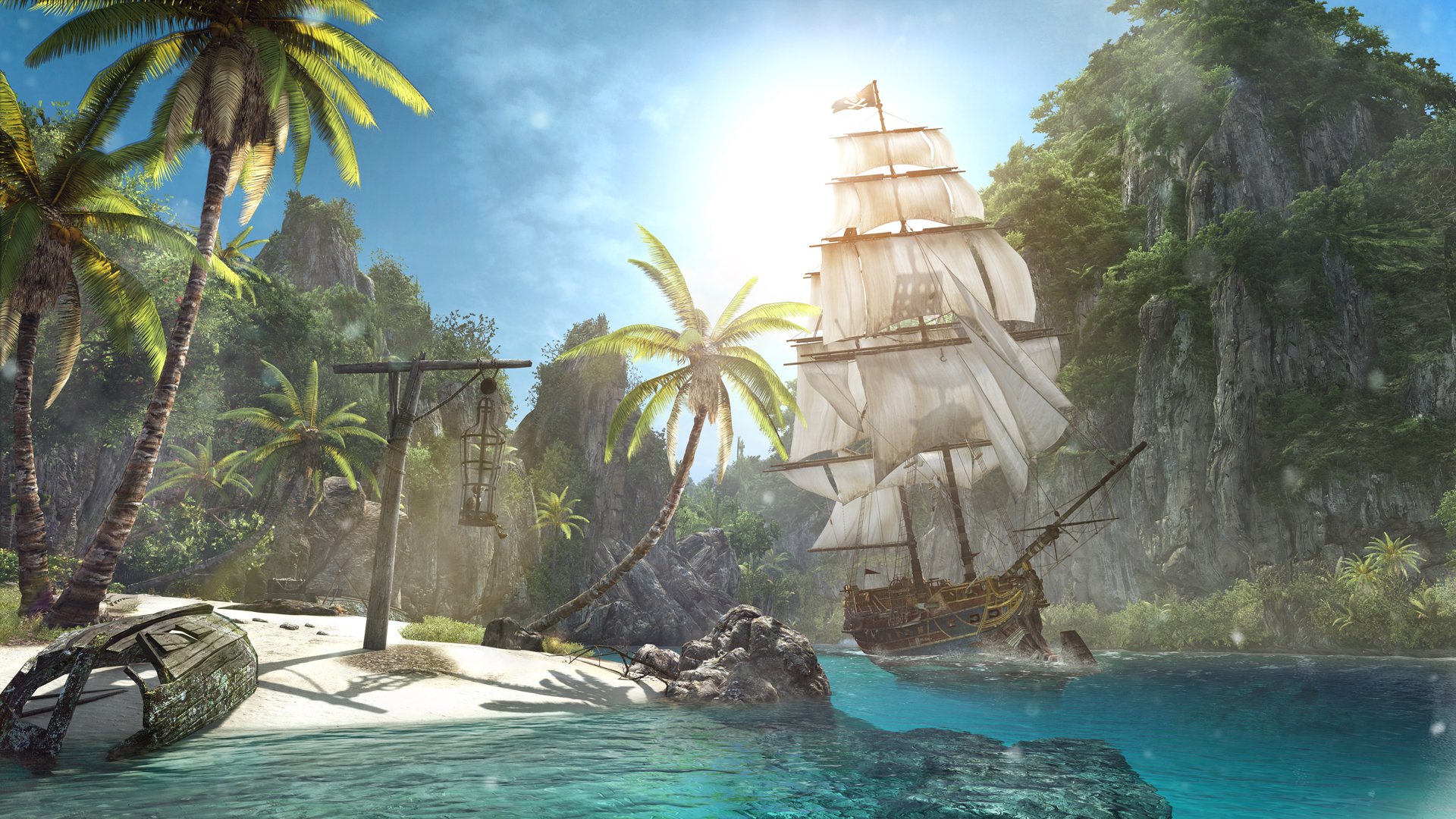 assassin s creed iv: black flag brzeg plaża wyspa statek