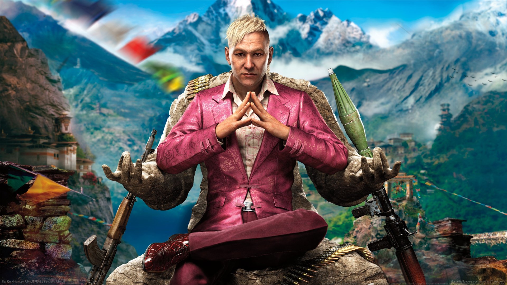 far cry 4 ubisoft waffe himmel wolken berge schnee blick kirat pagan min anzug rpg statue