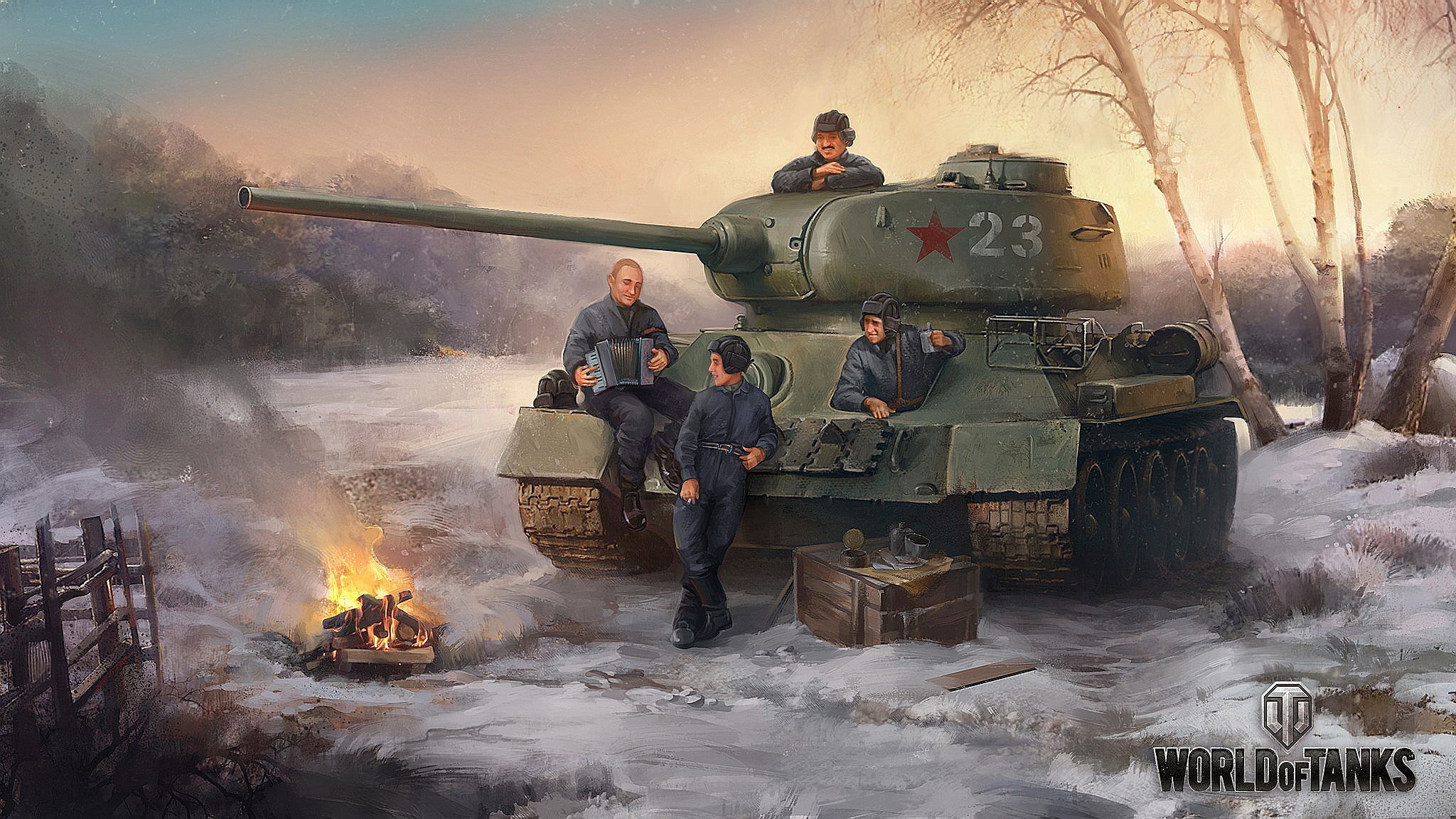 world of tanks tank t-34-85 putin lukashenko uomini sosta riposo prima della battaglia