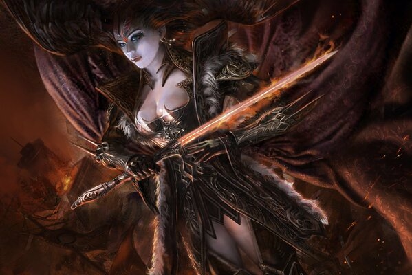 La légende de crypti fille avec des ailes et une épée