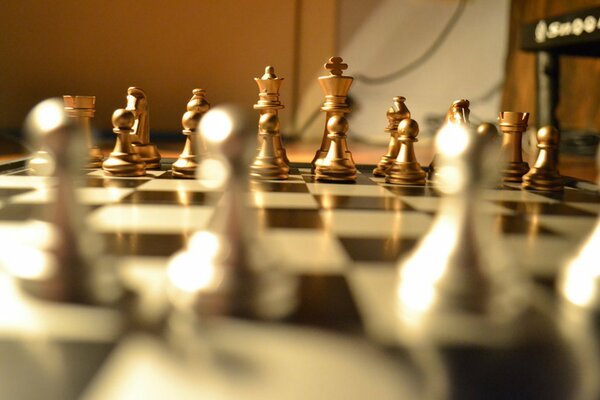 Chess pieces in gold color